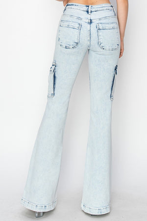 Risen Size High Rise Cargo Flare Jeans