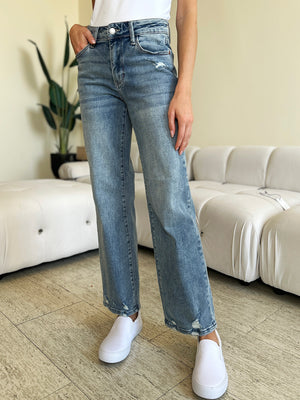 Judy Blue High Rise Distressed Straight Jeans