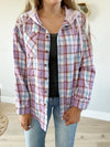 Always Be There Plaid Hooded Flannel Top (Multiple Colors) (Pink Label)