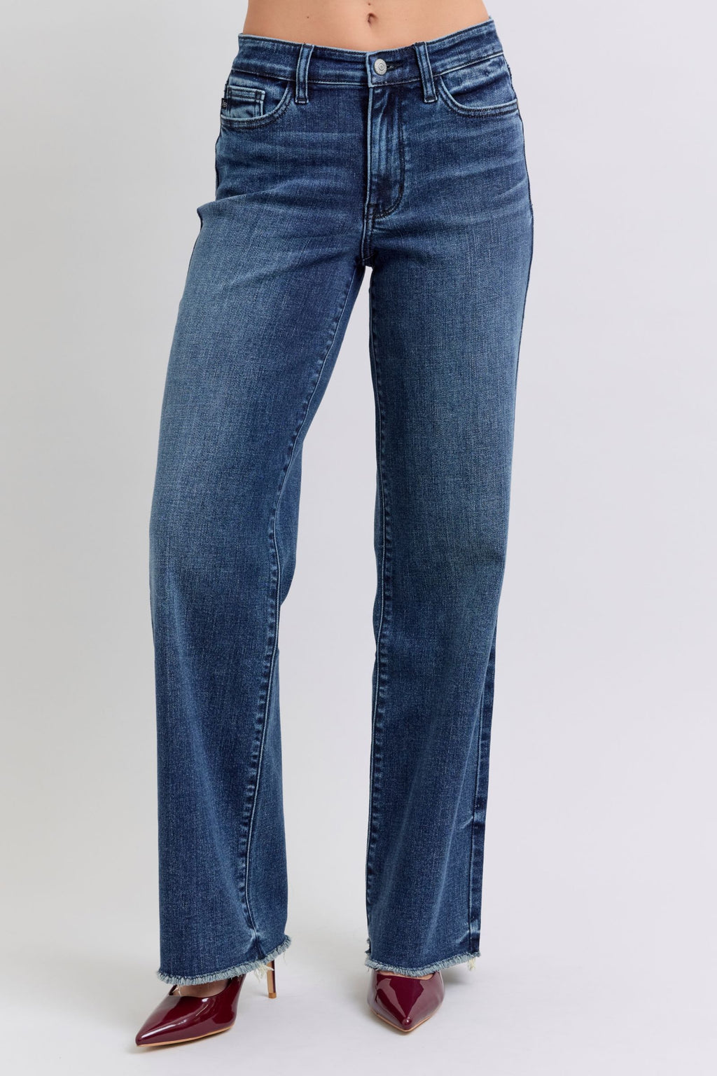 Judy Blue Raw Hem Mid Rise Jeans