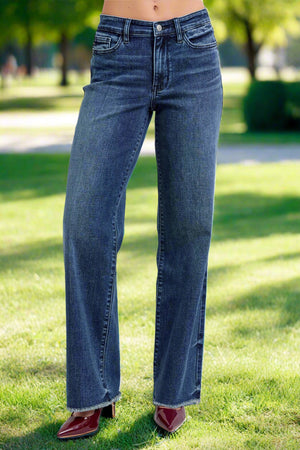 Judy Blue Raw Hem Mid Rise Jeans