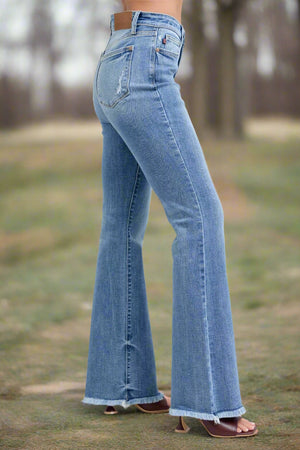 Judy Blue Raw Hem High Rise Bootcut Jeans