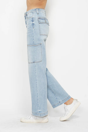 Judy Blue High Rise Straight Cargo Jeans