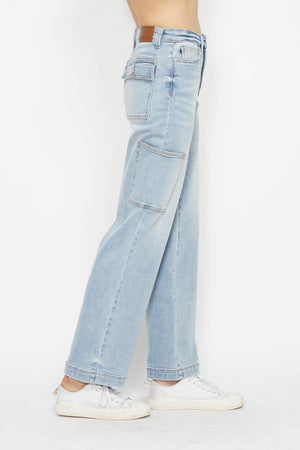 Judy Blue High Rise Straight Cargo Jeans