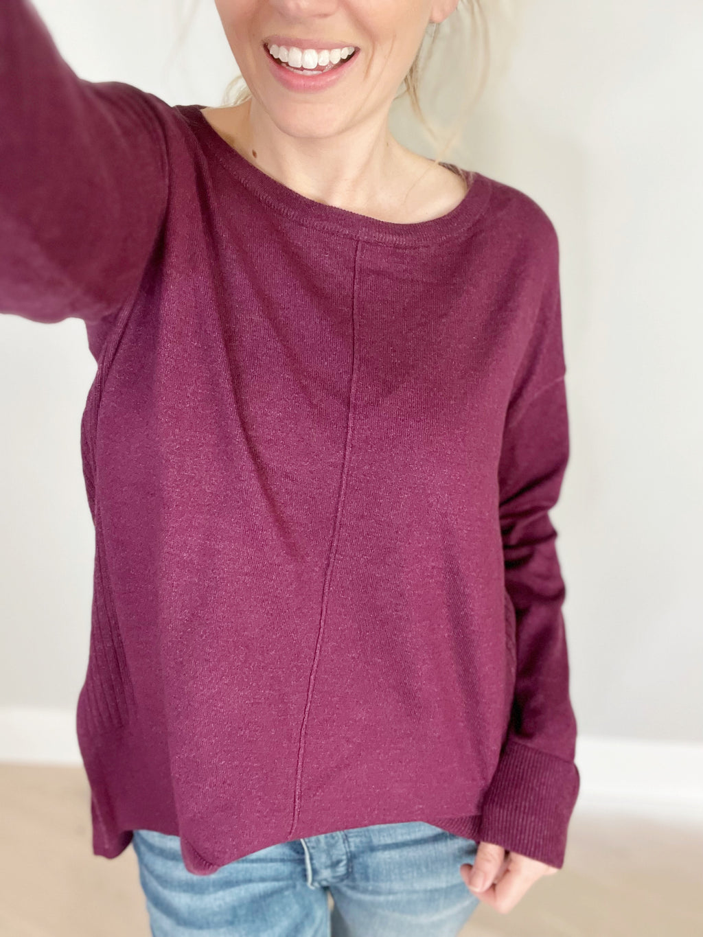 Rolling In the Deep Long Sleeve Top in Dark Plum