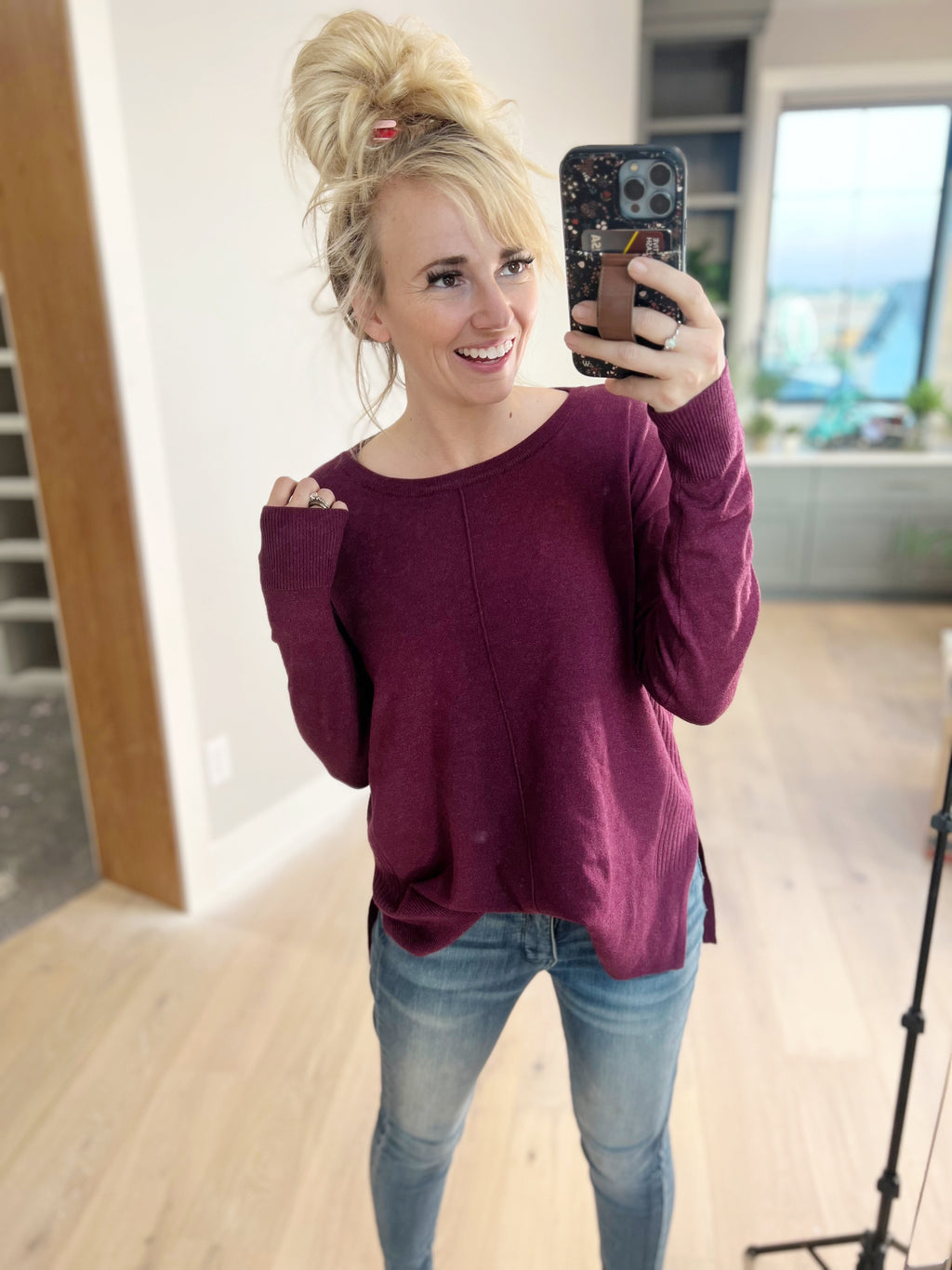 Rolling In the Deep Long Sleeve Top in Dark Plum