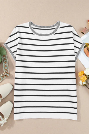 Flying First Class Striped Cap Sleeve Knit Top (Multiple Colors) (Pink Label)