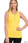 Come Together Ribbed Scoop Neck Tank with Buttons (Multiple Colors) (SALE)