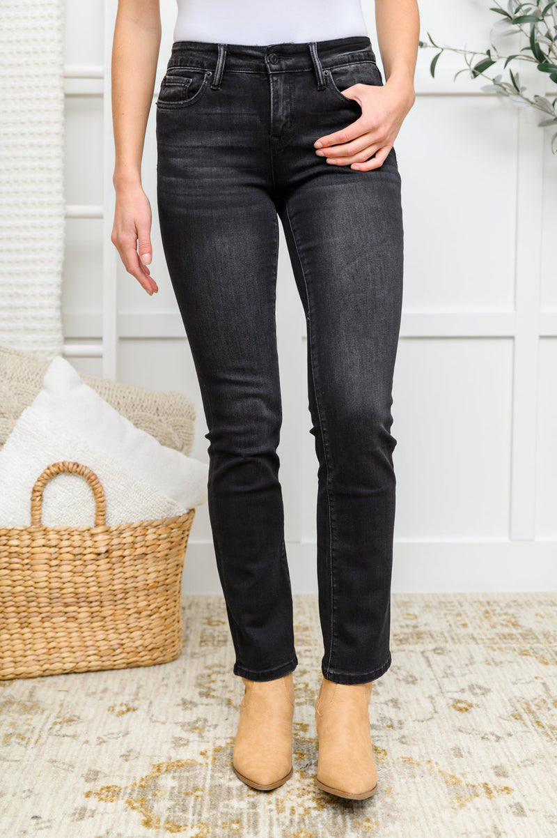 Black – Straight Rise Leg Mid Zenana In Washed Gem Ivory Jeans