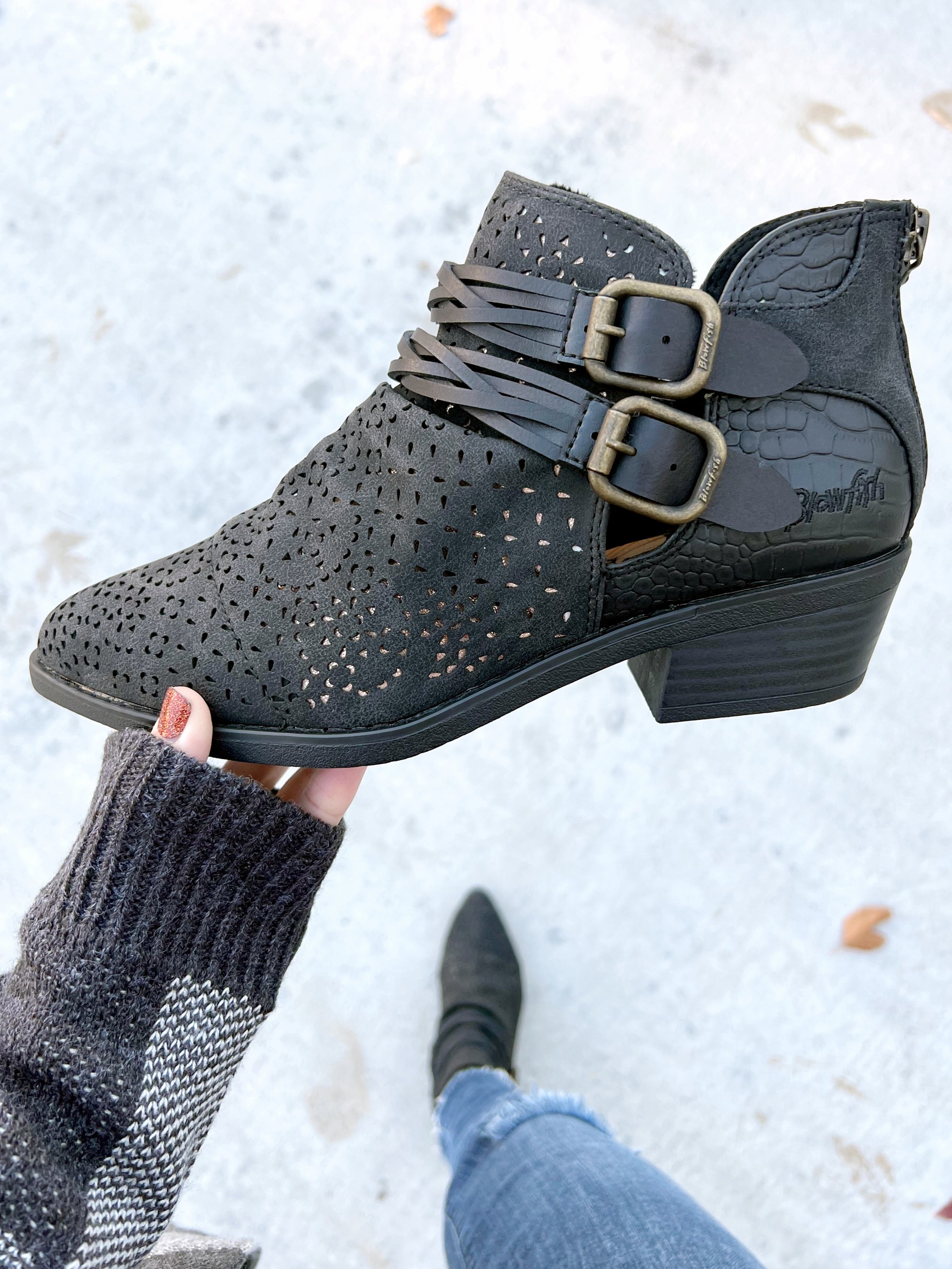 Blowfish Make Time For Me Booties in Black Ivory Gem