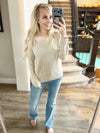 Chai Latte V-Neck Sweater in Oatmeal