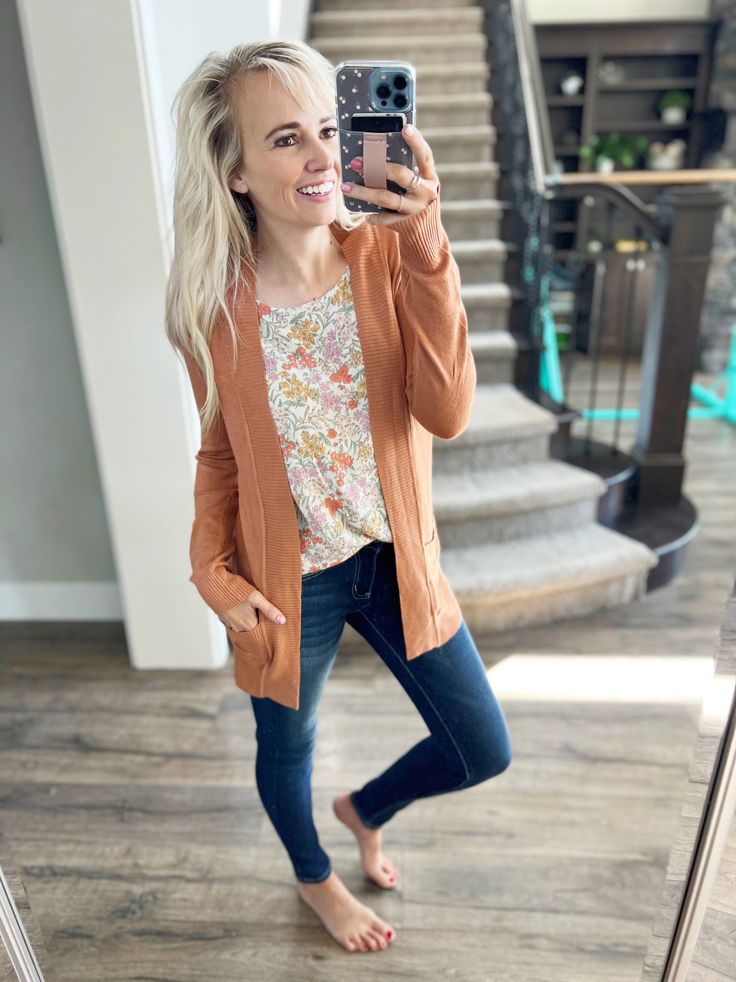 Copper on sale colored cardigan