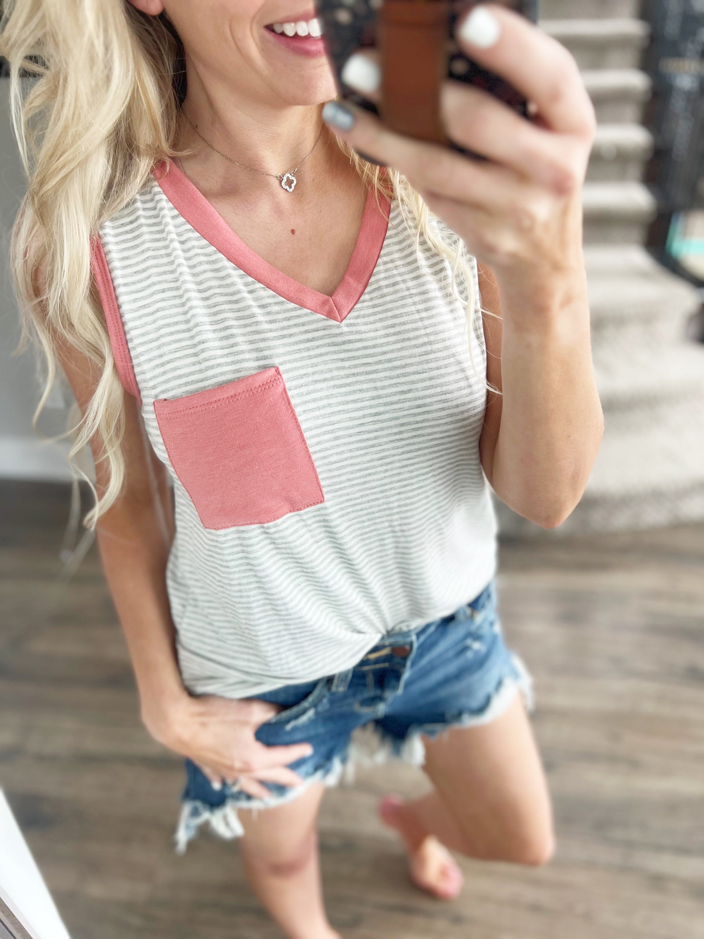 Prevent It Striped Tank in Coral (SALE) – Ivory Gem