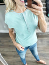 Home Early Short Sleeve Knit Top in Seafoam (SALE)